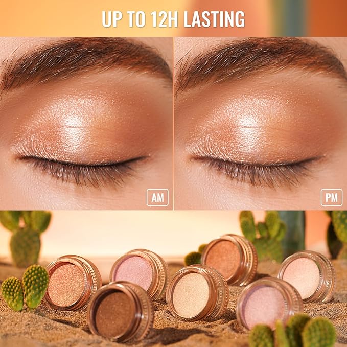 Oulac Cream Eyeshadow also for Highlighter Large Capacity Highly Pigmented Eye Shadow Waterproof &Long Lasting with Moisturizing Formula, Shimmer Glitter Eye Makeup. 6g.P06+P03