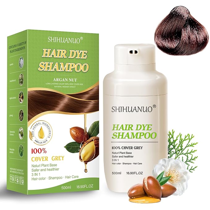 Hair Dye Shampoo 3 in 1 for Gray Hair Coverage, Argan nut Natural Shampoo Hair Dye for Women & Men/Ammonia-Free 500ml(Coffee)