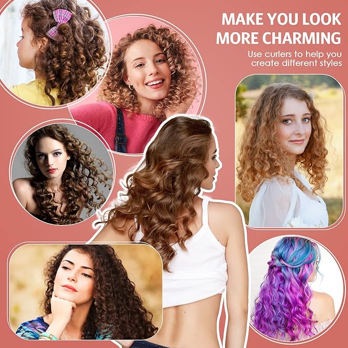 Syhood 30 Pcs 7'' Flexible Curling Rods Twist Foam Hair Rollers Soft Foam No Heat Hair Rods Rollers and 1 Steel Pintail Comb Rat Tail Comb for Women Long Short Hair(Red,7 x 0.3 Inch)