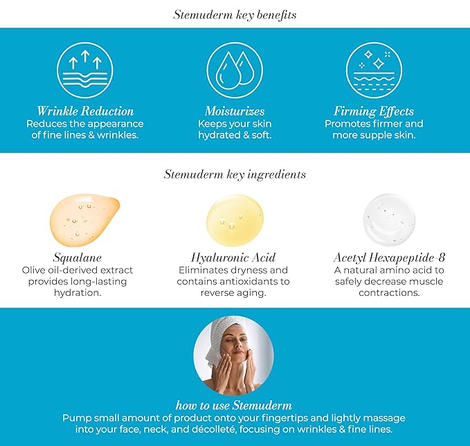 Stemuderm Face & Eye Cream - Anti Aging Skincare - Daily Moisturizer for Fine Lines, Wrinkles & Eyebags - Supports Natural Production of Collagen & Elastin - Organic Plant Based Stem Cells - 1.7 fl oz