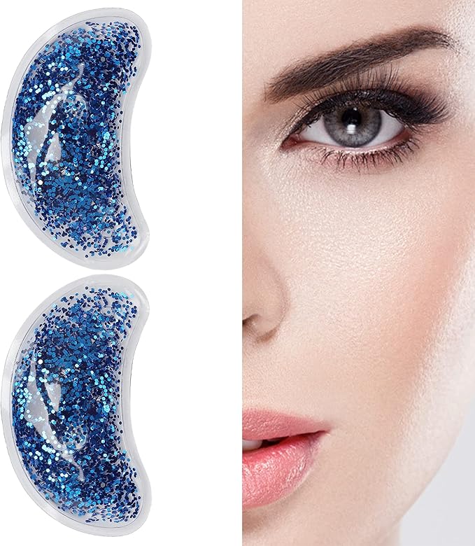 Eye Gel Ice Pack, Reusable Gel Eye, Eye Cooling Pad Hot Cold Eye Patch, Under Eye Patches to Relieve Tired Eyes, Dark Circles(Blue)