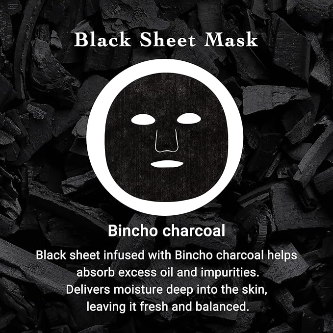Lululun 21 EA Exfoliating Face Mask Sheets for Pore Cleansing, Charcoal Face Mask for Women & Men with Black Peal, Honey, Cummins Seed& Eucalyptus, Facial Mask & Sheet Masks, Japanese Skincare HYDRA-F