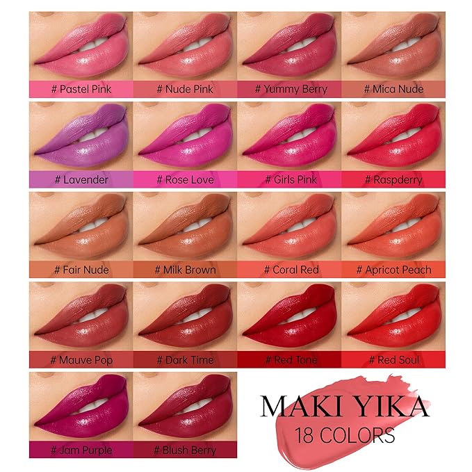 MAKI YIKA Moisture Hot Pink Lipstick for Women Hydrate Lip Balm for Dry Cracked Lips Weightless Glossy Lip Color Juicy Finish,MA056 Girl's Pink