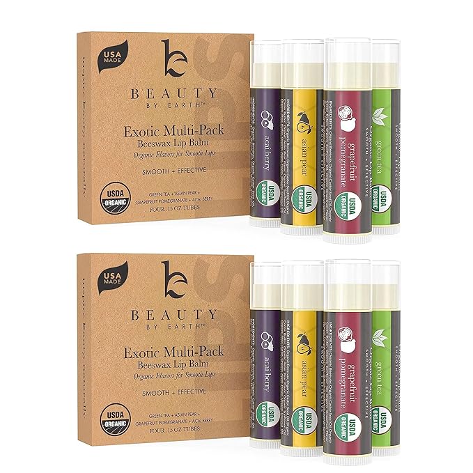Organic Lip Balm Pack - Original Lip Balm for Dry Cracked Lips, Christmas Stocking Stuffers Women & Men, Lip Balm Set, Lip Moisturizer, Natural Lip Balm for Men, Lip Care Products for Lip Repair
