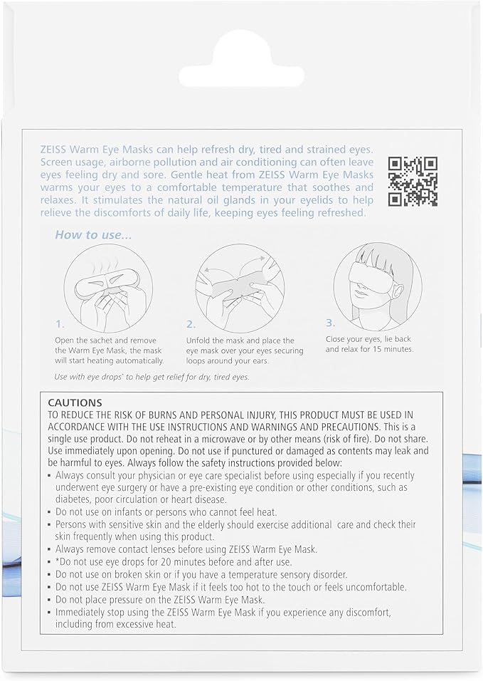 ZEISS Warm Eye Masks, 6 Count for Dry Eye Relief