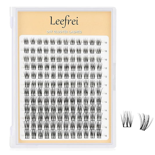 Eyelash Clusters 10-18mm Wispy Eyelash Clusters D Curl DIY Cluster Lash Extension Kit Individual Lashes Kit With Bond & Seal, Glue Remover, Tweezers(LF04 Lashes Only)
