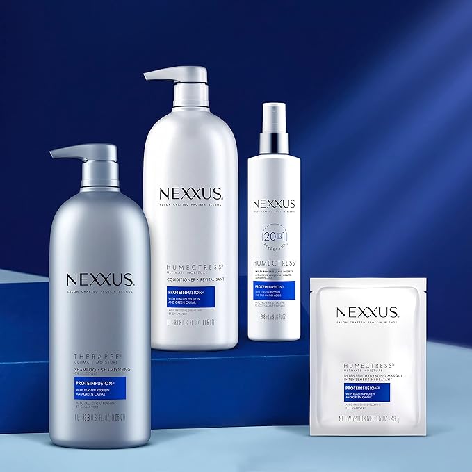 Nexxus Therappe Moisturizing Shampoo Ultimate Moisture for Dry Hair Silicone-Free, Moisturizing ProteinFusion with Elastin Protein and Green Caviar 33.8 oz