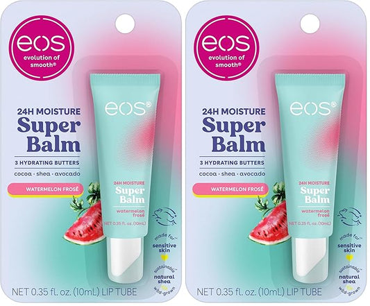 eos 24H Moisture Super Balm- Watermelon Frosé, Lip Mask, Day or Night Lip Treatment, Made for Sensitive Skin, 0.35 fl oz (Pack of 2)