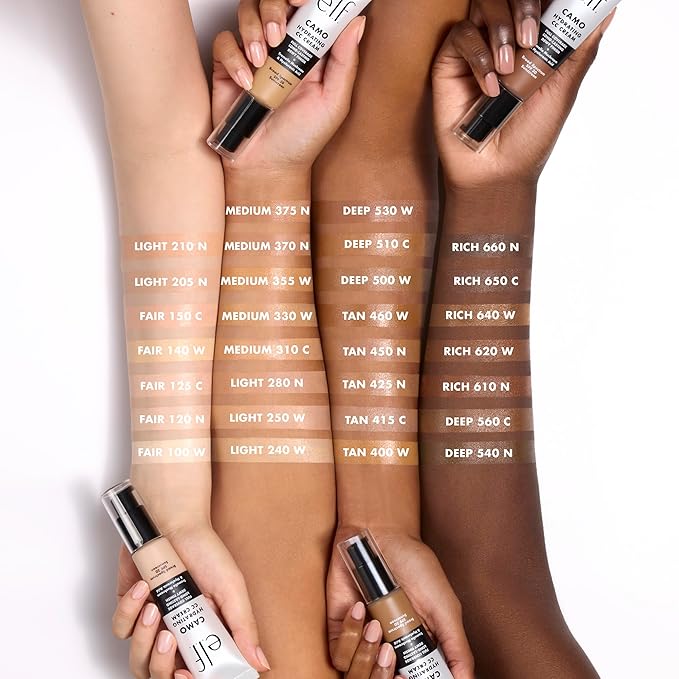 e.l.f. Hydrating Camo CC Cream, SPF 30, Color Correcting Full Coverage Foundation For A Dewy Finish, Vegan & Cruelty-Free, Deep 560 C