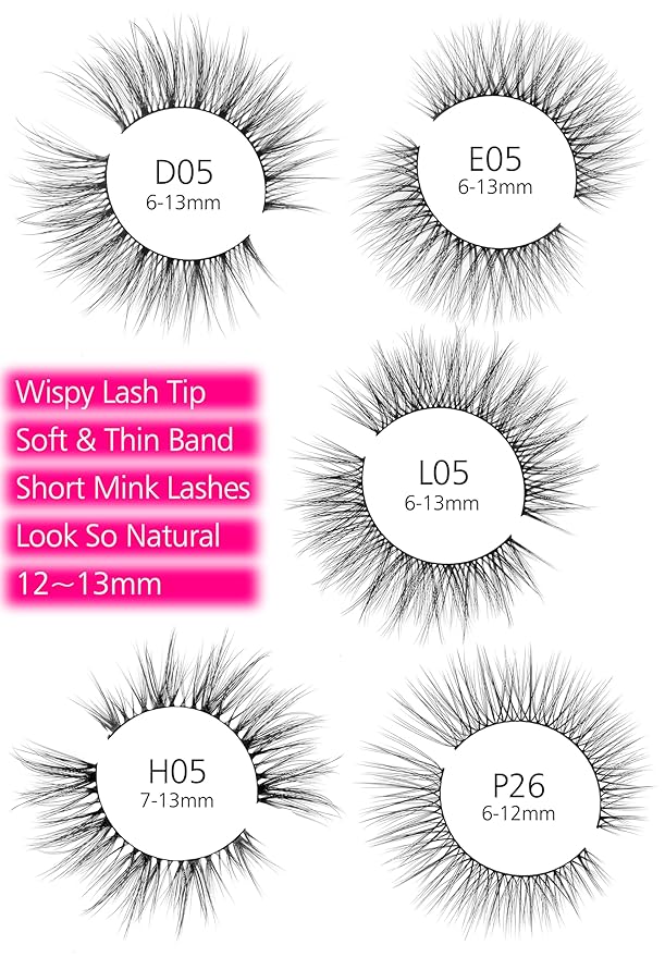 Eliace Luxurious 50 Pairs 5 Styles Cat Eye Lashes Wispy False Eyelashes Natural look 3D Mink Lashes Fake Eyelashes Kit, Thin Soft Band Comfortable Fluffy Volume Cross Strip Lash, with Lash Tweezers