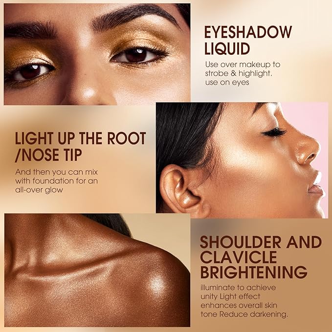 URQT Highly Pigmented Liquid Contour Highlighter - Built-in Sponge Tip Sculpted Complexion Wand Contour Non-Greasy Long Lasting Natural Weightless Buildable Highlighters Contour Contouring Bronzer (#01 ROSE QUARTZ)