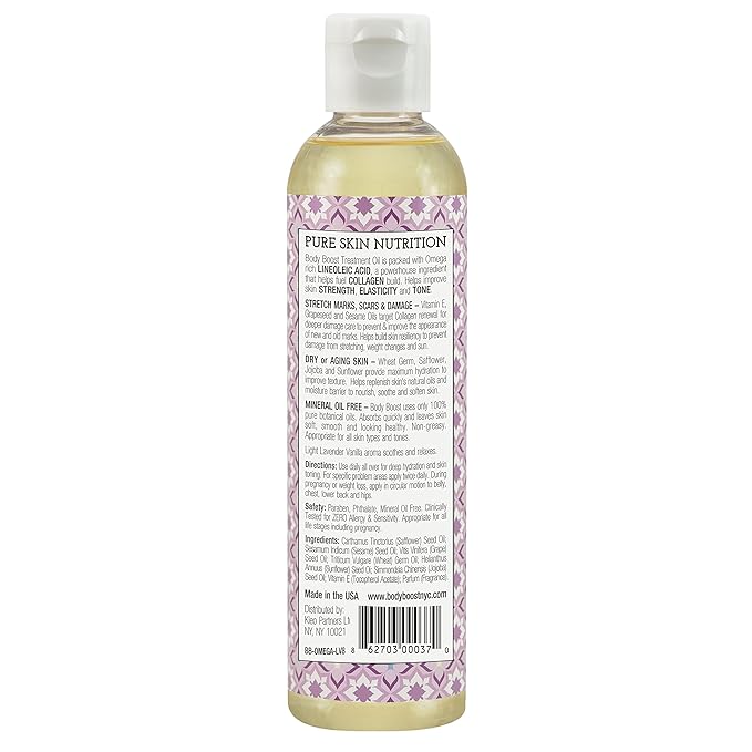 Body Boost Lavender Stretch Mark Oil 8oz- Repair Stretch Marks and Scars- Pregnancy and Nursing Safe- Vegan
