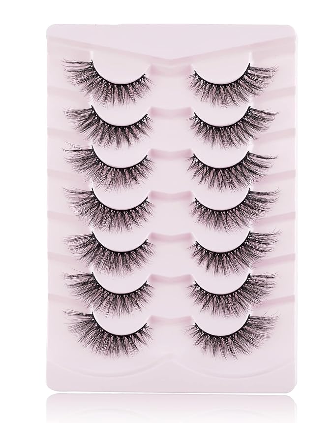 Onlyall Cat Eye Lashes Mink Lashes Fluffy Eyelashes Cat Eye False Lashes Fox Eye Lashes 7 Pairs F02