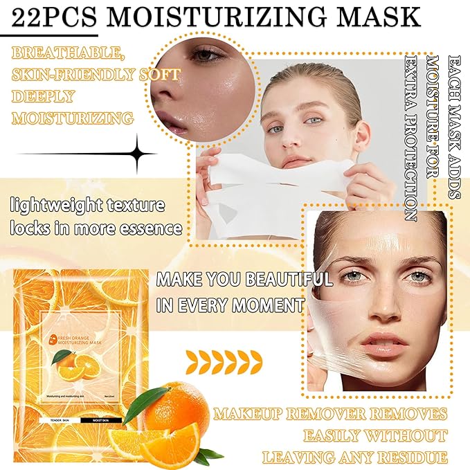22PCS Facial Mask,Moisturizing Face Mask Sheets Set,Hydrating Facial Sheet Mask Gifts Set for Women