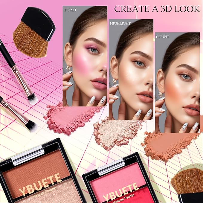 Makeup Kit for Teens Girls Women, Full Starter Cosmetics Set, Makeup Gift Set, Beginner Makeup Kit, Cosmetic Train Case For Women Full Kit, Included Eyeshadow Blusher Contour Eyebrow Powder