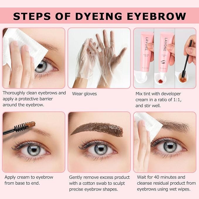 Eyebrow Color Kit with Brow Color & Eyebrow Pencil, 2-in-1 Natural Effects Eyebrow Makeup Set, Easy & Safe to Use 10ml - Medium Brown