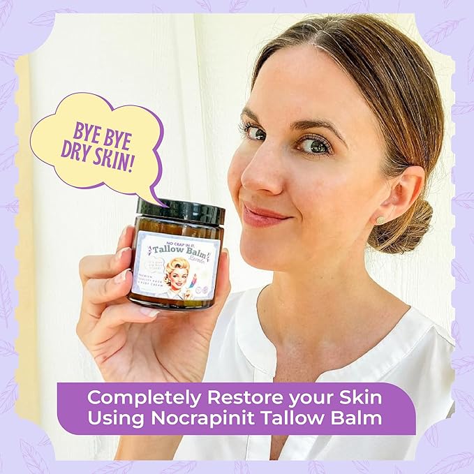 Tallow Balm for Deep Moisturization - Grass-Fed Tallow & Beeswax - 4 Oz, Lavender