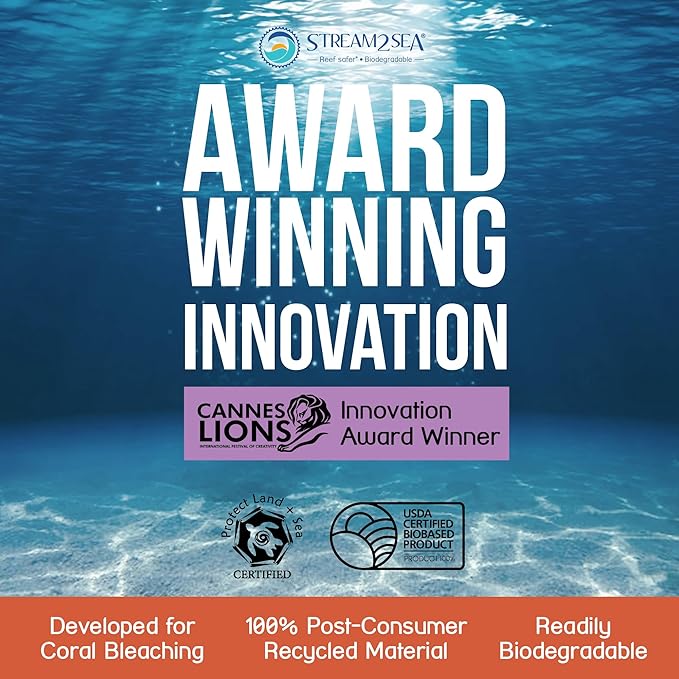 Stream2Sea Coral Care - Reef Safer Sunscreen SPF 30 Travel Size - First Reef-Approved Natural Mineral Sun block Boosts Coral Growth Water resistant- Non-Toxic, Biodegradable, Eco-Friendly - 3 Pack