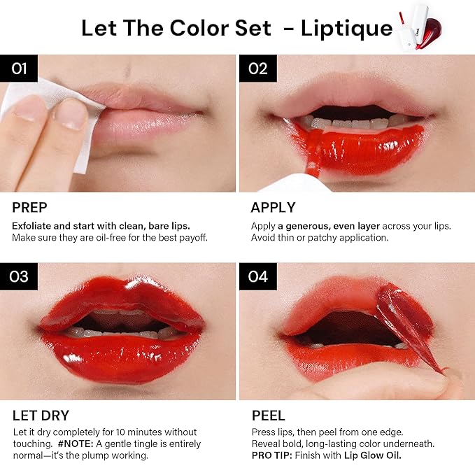 Liptique Korean Lip Stain Peel Off - 24 Hour Long Lasting Lip Tattoo, Waterproof & Transfer Proof, Nourishing & Hydrating Lip Tint for Women, Instant Plumping Lip Tints Peel Off (003 BLUNTO)
