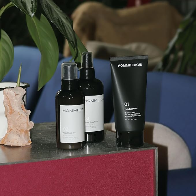 HommeFace Men’s Daily Face Moisturizer, 5.07 fl. oz. - Hydrating & Nourishing Facial Lotion - Korean Skincare Technology with Collagen, Witch Hazel & Cica Extracts