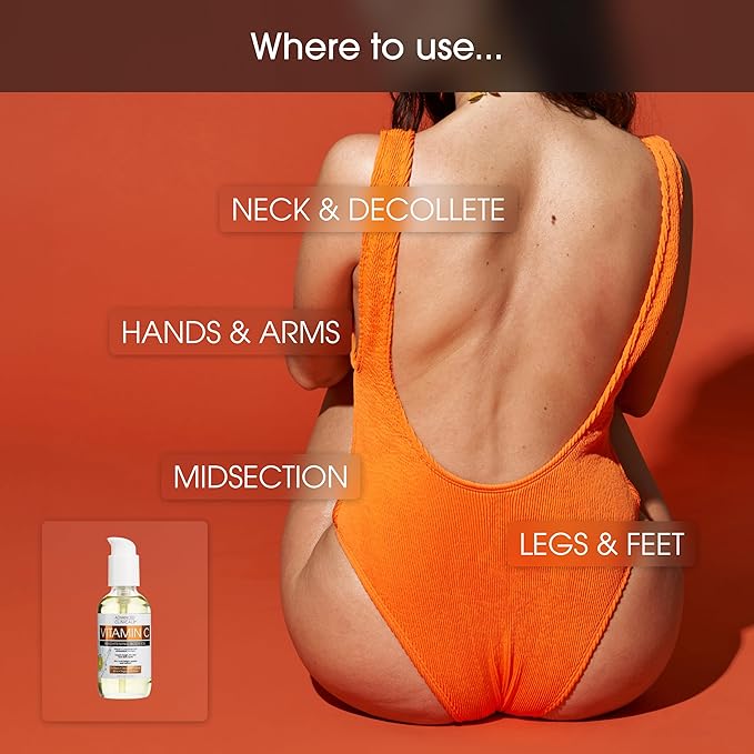 Advanced Clinicals Vitamin C illuminating Body Oil For Women & Men |Vitamin C Oil Skin Care Body Moisturizer With Vitamin E + Botanicals To Help Improve Appearance Of Dark Spots + Dry Skin, 2 Piece