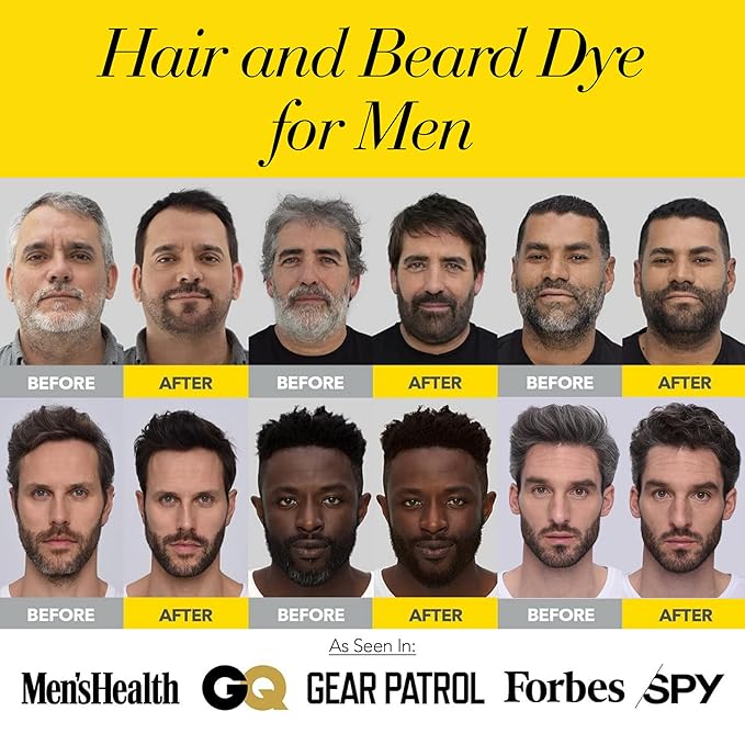 Cleverman Medium Blond All-in-One Reusable Kit for Men's Natural-Looking Gray Coverage - Professional-Quality Hair, Beard & Mustache Color, Ammonia-Free