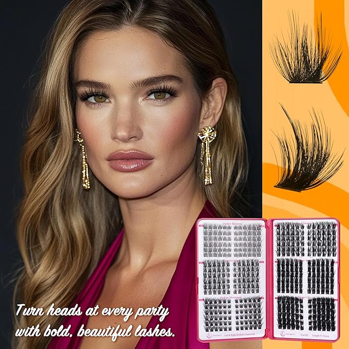 Fluffy Lash Clusters - 360Pcs Natural 0.05D Eyelash Clusters, Left & Right Eyelashes, Urtra Lightweight Cat Eye Clusters for Starter DIY at Home(Eyelashes Only）