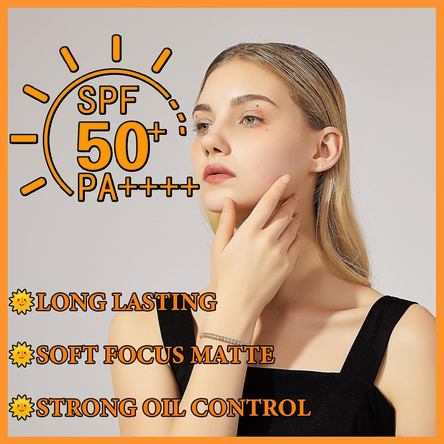 Sunscreen Setting Powder,Warm Change Foundation,Brush Setting Makeup SPF 50 PA++ for All Skin,Moisturizing Loose Face Powder with Sunscreen Brush