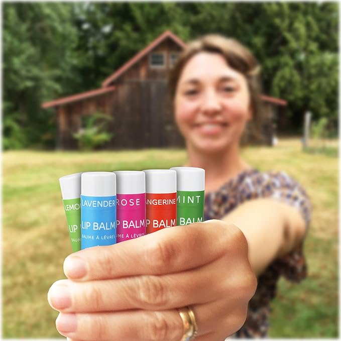 Aria Lip Balm Collection, Vegan Lip Balm Set, Beeswax Free, with Avocado Oil, Organic Jojoba Oil, and Vitamin E, Natural Moisturizer for Dry, Chapped Lips, 5 Tube Set