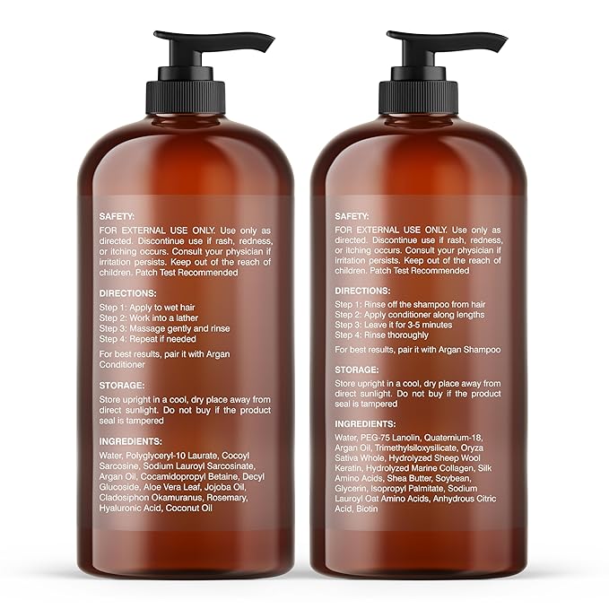 Botanic Hearth Argan Oil Shampoo And Conditioner Set | 16 Fl Oz Each With Keratin, Restorative & Moisturizing, Sulfate Free | All Hair Types & Color Treated Hair, Men And Women | (Packaging May Vary)