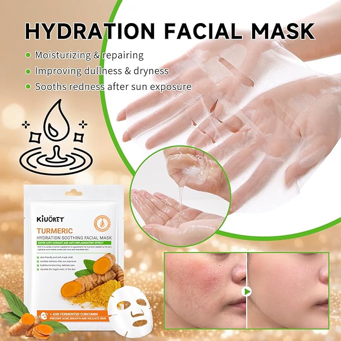 Turmeric Skin Care Set for Women - 11 PCS Turmeric Skincare Set with Cleanser, Soap, Scrub, Face Serum, Lotion, Cream, Facial Masks - Skin Care Sets & Kits Reduce Acne, Hydrating Skin for All Skins