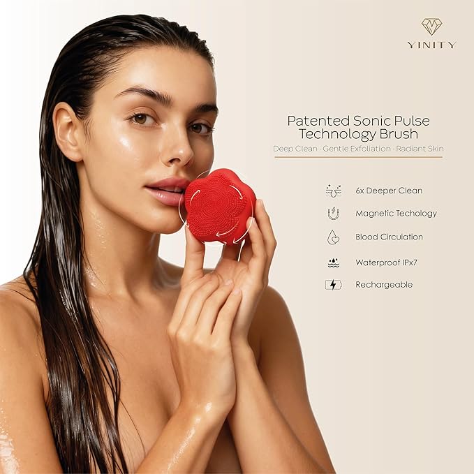 Luxury Anti-Aging Skincare Gift Set – 6-Step Facial Routine + Patented Sonic Face Cleansing Brush | Retinol, Vitamin C, Collagen, Snail Mucin, Active Charcoal | Perfect Premium Gift for Women