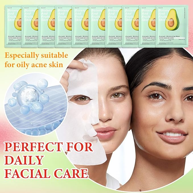 10 Pack Variety Facial Sheet Masks Skin Care Set, Hydrating Bulk Sheet Face Masks Skincare Gifts Set for Women Men, Long Lasting Moisturizing Face Mask Skincare for All Skin Type（B9)