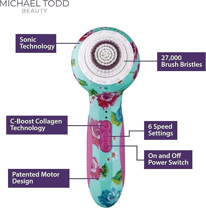 Michael Todd Beauty - Soniclear Elite - Facial Cleansing Brush System - 6-Speeds - Face Cleansing Brush & Exfoliating Body Scrubber