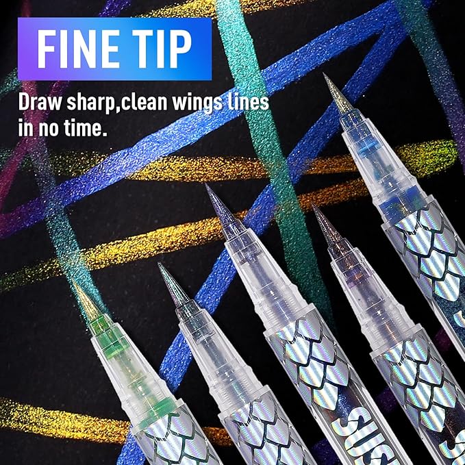 Chameleon Metallic Duochrome Liquid Eyeliner, Color Shifting Shimmery Eye Liner, Duo-color Waterproof Long Lasting Glitter Eye Makeup Pen Eyeliners (Aurora Glow)