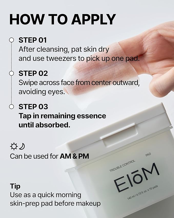 Trouble Control Pad | Korean Toner for Oily, Sensitive & Acne-Prone Skin – Exfoliating Facial Pads with Dual Cotton Rounds & Calming Botanicals (70 Pads)
