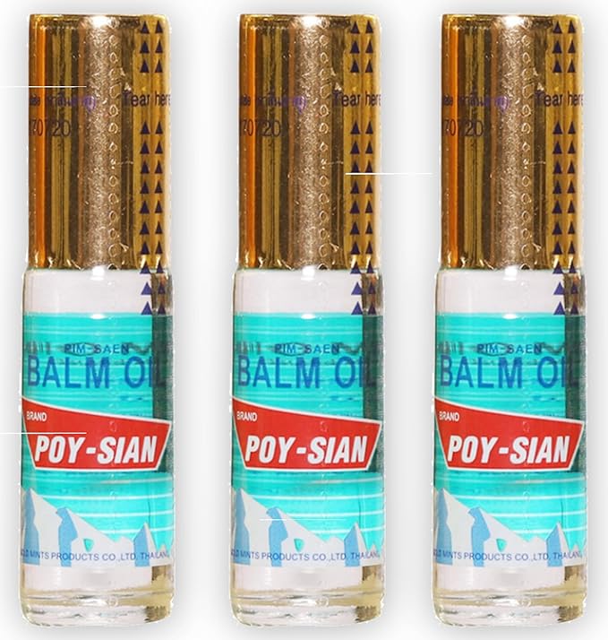 POY-SIAN Thai Pim-Saen Balm Oil 5ml Roll-On (Pack of 3)