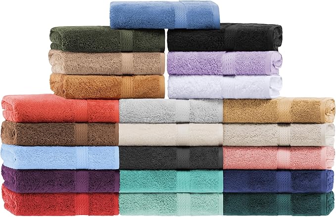 BNM Egyptian Cotton Heavyweight Towels, Ideal for Bathroom, Shower, Spa, Hotel, 800 GSM, Face/Washcloths, Hand Towels, Bath Towels, Highly-Absorbent, Luxury Home Basics, 9 Piece Towel Set, Light Blue