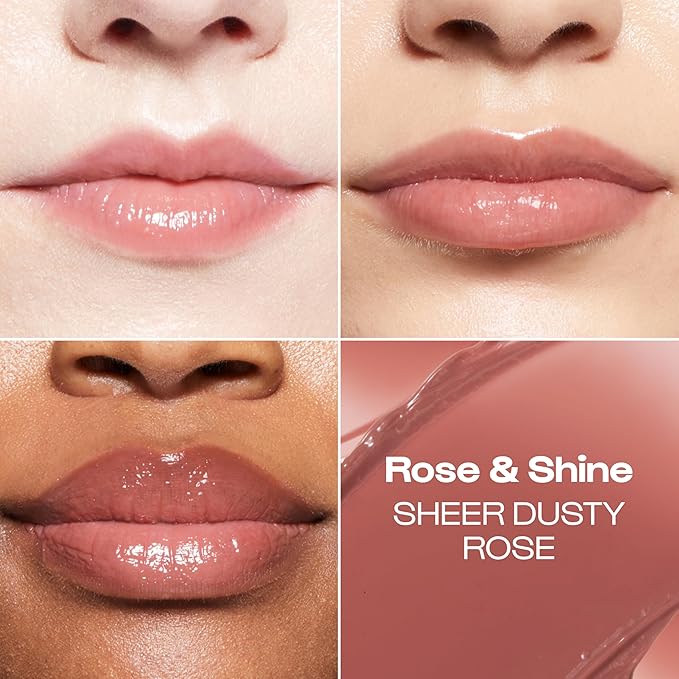 Alleyoop Glossy Lip Balm - Lip Goals, Rose & Shine (Sheer Dusty Rose) - Hydrating & Moisturizing Lip Care for Cracked Lips - Natural Plumping Lip Moisturizer That Smooths, Soothes, & Protects - Vegan