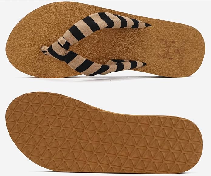 KuaiLu Womens Dressy Sandals Arch Support Yoga Mat Walking Cross Slides Ladies Slip on Orthotic Travel Outfits Slippers Cushion Comfortable