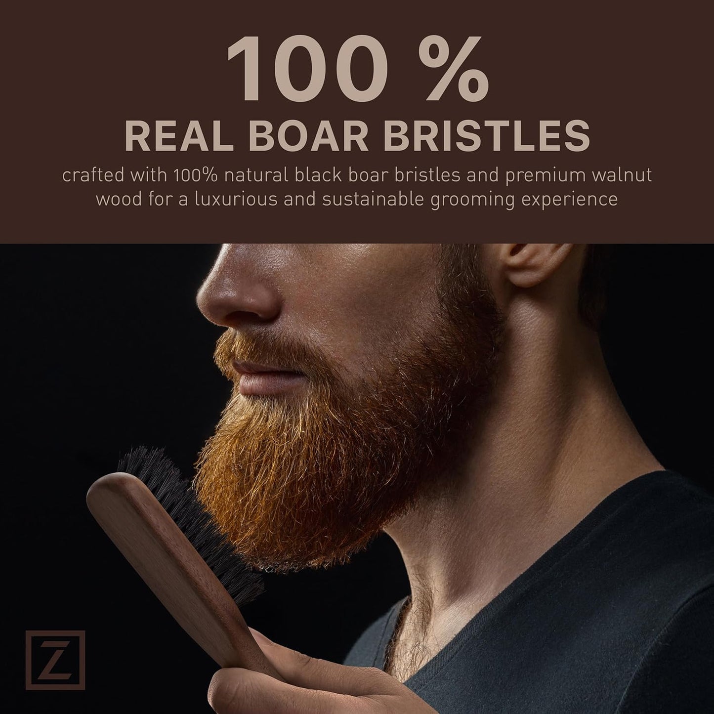 Beard Brush for Men - Stiff Boar Bristles for Beard Growth & Straightening - Exfoliates Skin, Reduces Itch - Premium Walnut Wood Handle
