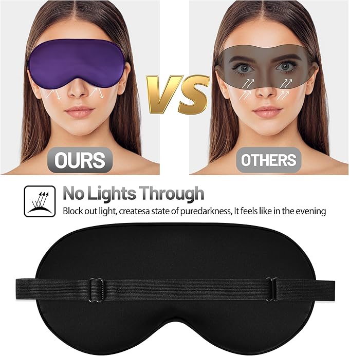 Sleep Mask, Silk Eye Mask for Sleeping with Adjustable Strap, Satin Blackout Sleeping Eye Mask for Men&Women, Comfortable Blindfold Eyeshade for Night Sleep (Blue,Green,Purple)
