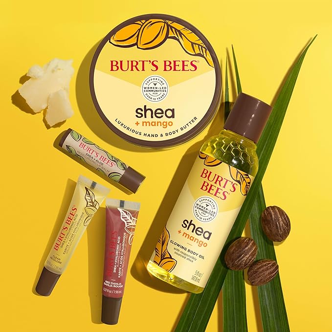 Burt's Bees Lip Balm Mothers Day Gifts for Mom - Shea and Aloe Lip Moisturizer With Responsibly Sourced Beeswax, Tint-Free, Natural Origin Conditioning Lip Treatment, 4 Tubes, 0.15 oz.