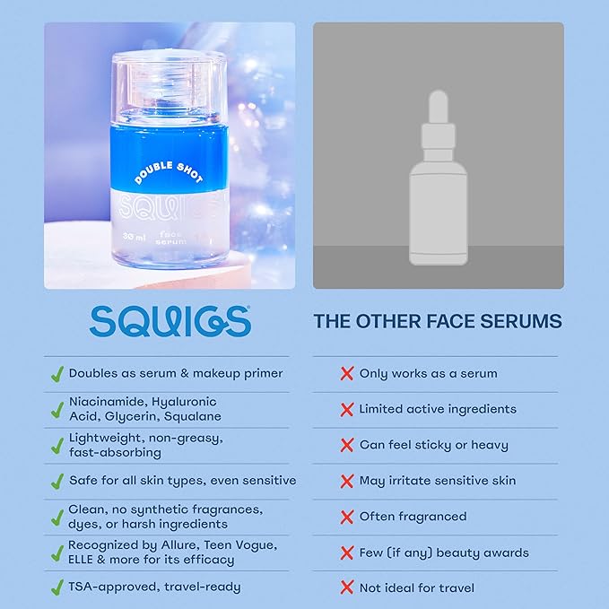 Squigs Bi-Phase Hyaluronic Acid Serum for Face - Ayurvedic Hydrating Face Serum with Niacinamide, Squalane & Turmeric for Moisturized, Glowing Skin - Vegan, Clean Beauty & Paraben Free - 1 FL OZ