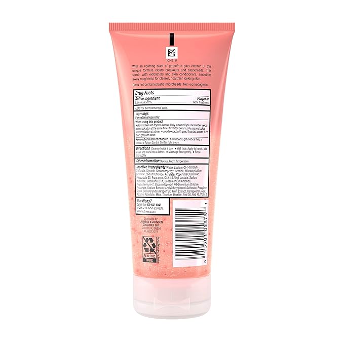 Neutrogena Oil Free Pink Grapefruit Acne Face Wash with Vitamin C, 2% Salicylic Acid Acne Treatment, Gentle Foaming Vitamin C Facial Scrub to Treat & Prevent Breakouts, 6.7 fl. oz
