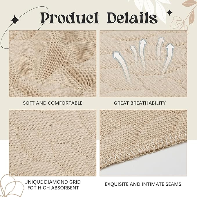 Toulite 10 Pcs Cotton Bra Liners 3 Layer Rectangle Under Bra Pads Sweat Liners for Women Sweating Supplies