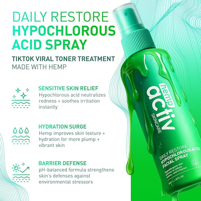 Hypochlorous Acid Spray for All Skin Types – Calm, Hydrate + Soothe – Daily Toner – Pure Unscented, 8 Fl Oz