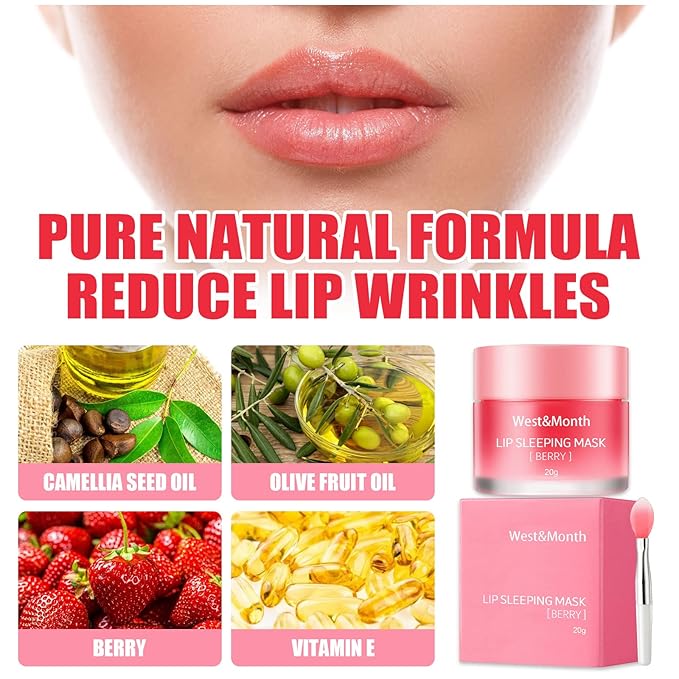Lip Sleeping Mask,Night Repair Lip Mask,Hydrating & Prevention Dry and Cracked Lip Scrubs Exfoliator,Vitamin E Moisturizing Exfoliating Fade Lip Lines Lip Balm Jelly Lip Mask Lip (1 PCS)
