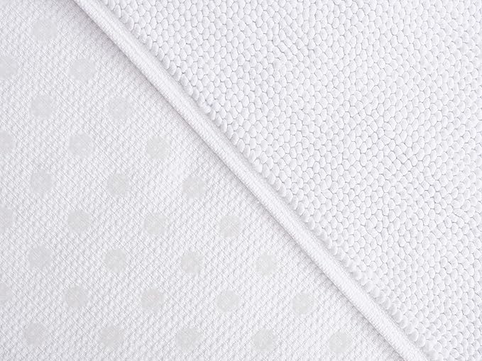 Cotton Paradise 100% Cotton Non Slip Bath Mats for Bathroom, 20x34 inch Soft Absorbent Quick Dry Machine Washable Floor Bath Mat, White Bath Rug