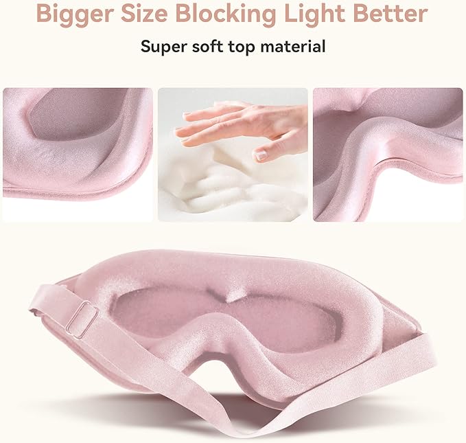 Sleep Mask for Men Women,Upgraded 3D Deep Contoured Eye Covers for Sleeping with Adjustable Strap,Block Out Light, Soft Comfort Eye Shade Cover for Travel Yoga Nap (1pcs, Pink)